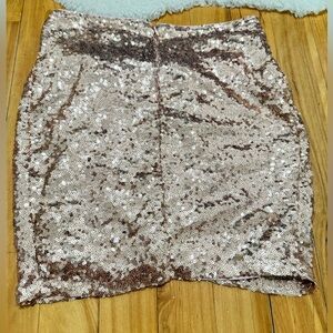 Sequin Embellished Skirt in Rose Gold